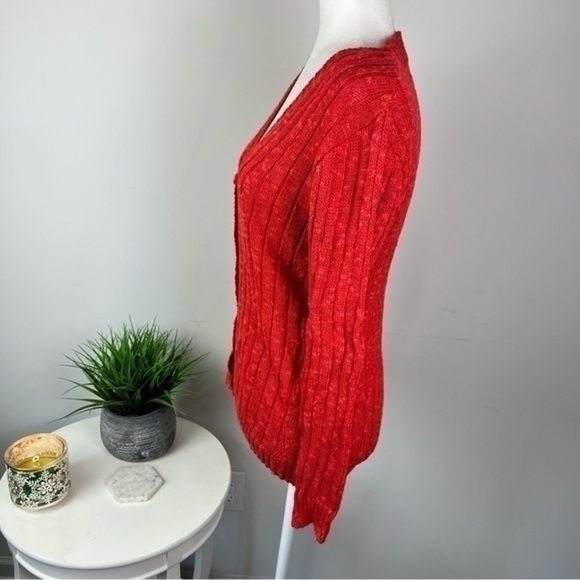 Rafferty cardigan sweater womens size medium linen blend red button down - Picture 5 of 9